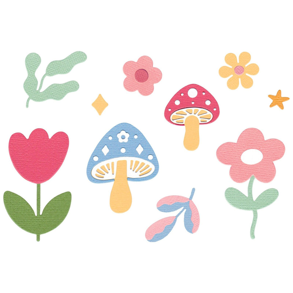Sizzix • thinlits die set 25pcs happy florals by letters by shells