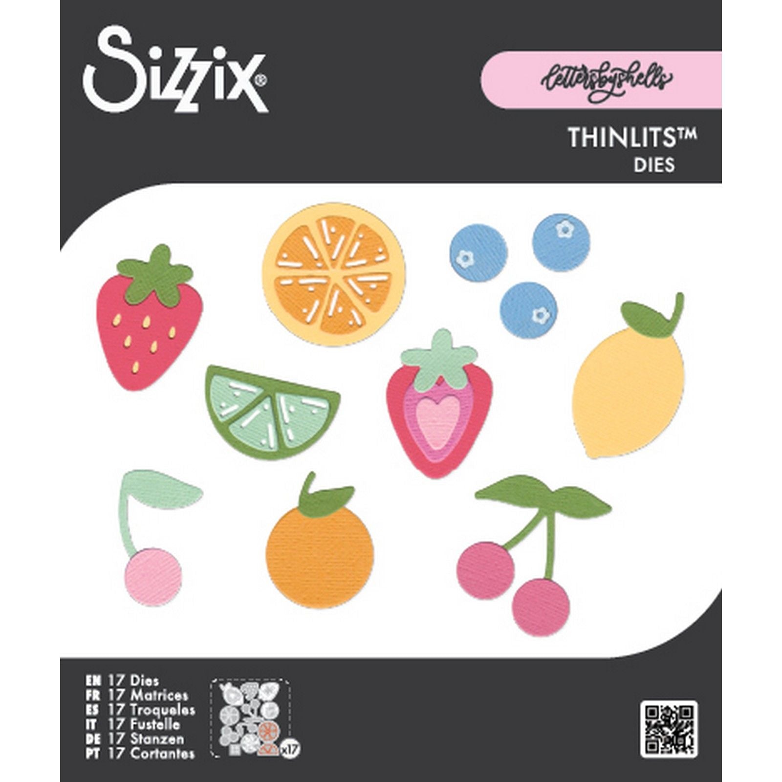 Sizzix • thinlits die set 17pcs fruit doodles by letters by shells