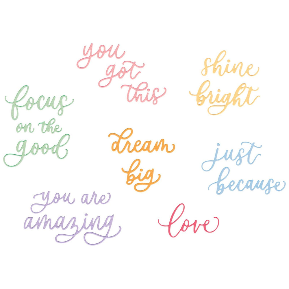 Sizzix • thinlits die set 16pcs cheerful phrases by letters by shells