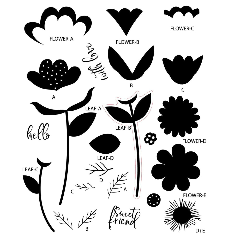 Sizzix • clear stamp set whimsy bloom nr.1 by catherine pooler 22pcs
