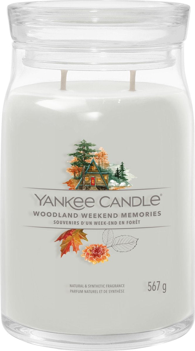 Yankee candle - woodland weekend memories large jar geurkaars - 90 branduren - twee lonten