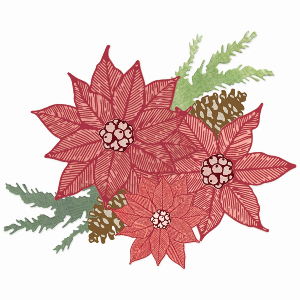 Sizzix • clear stamp set with framelits poinsettia trio by 49 and market 26pcs