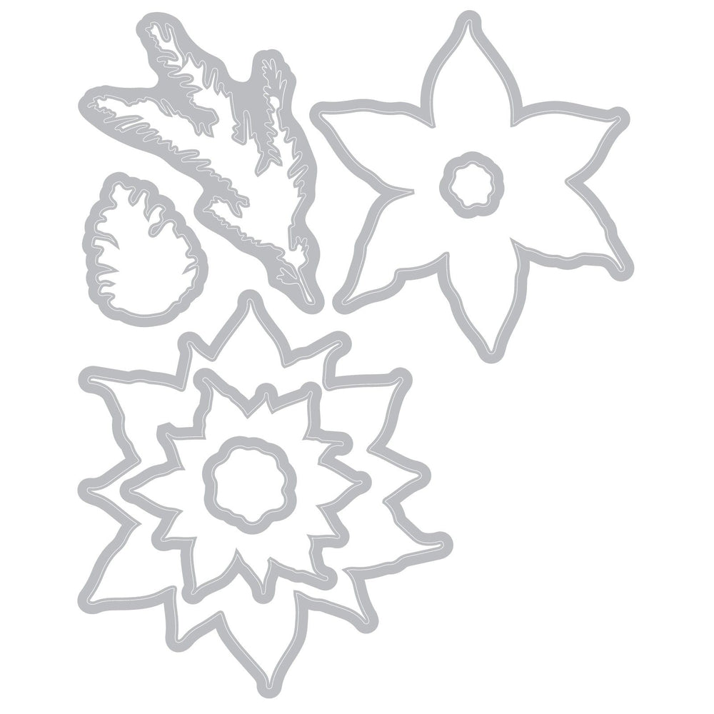 Sizzix • clear stamp set with framelits poinsettia trio by 49 and market 26pcs