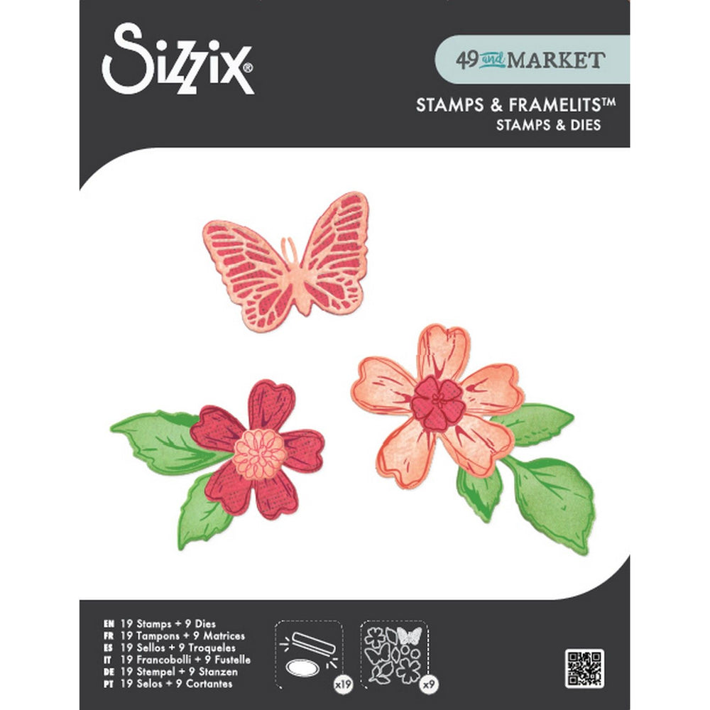 Sizzix • clear stamps set 19pcs 9pcs framelits sweet sprigs by 49 market