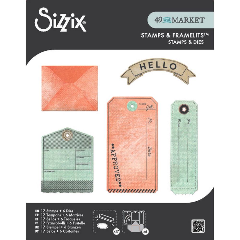 Sizzix • clear stamps set 6pcs 17pcs framelits tag it by 49 market
