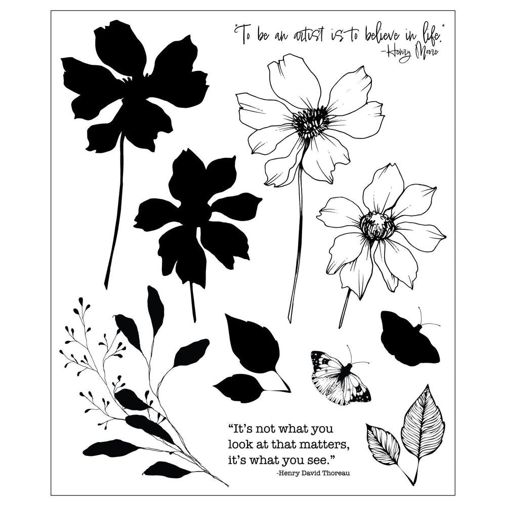 Sizzix • clear stamp set 11pcs wild blooms by willow wolfe