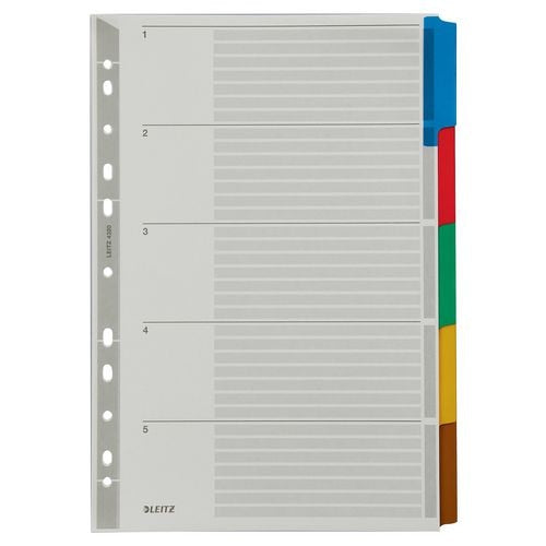 Tabbladen leitz grijs a4 160g m² gekleurde tabs