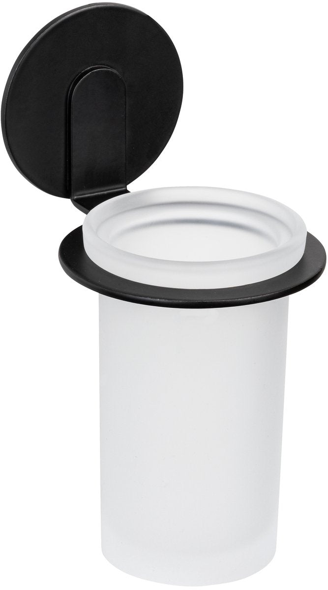 Wenko turbo-loc tandenborstelbeker bivio mat zwart aluminium - tandenborstelhouder - zwart - zelfklevend - zonder boren