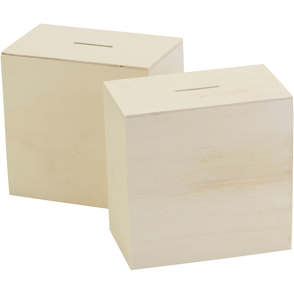 Creativ company houten spaarpot, afm 10x10x6 cm, 10 stuk 1 doos