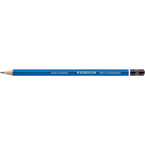 Houten potlood 2h blauw zwart staedtler mars lumograph 100