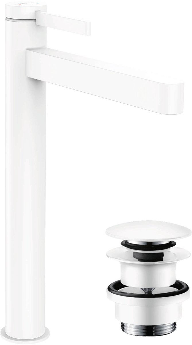 Hansgrohe finoris - wastafelmengkraan - ééngreeps bediening - met afvoerplug - 260mm - mat wit