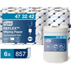 Tork 473242 reflex 6st centerfeed poetspapier wit m4 multifunctioneel 6 x 857 vellen (473242)