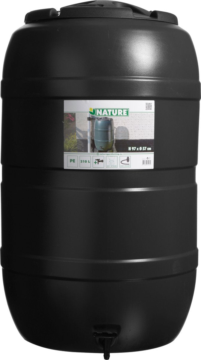 Nature - regenton - 210l - h97 x ø57cm - zwart