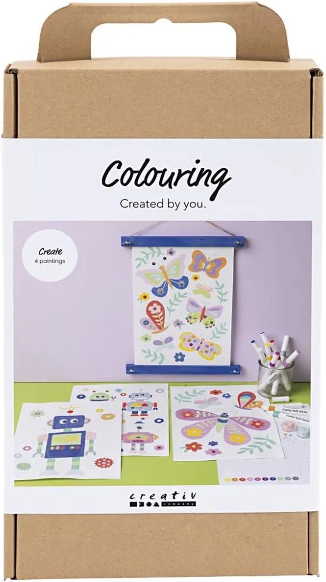Creativ company hobbyset kleuren vlinder en robot in vrolijke kleuren