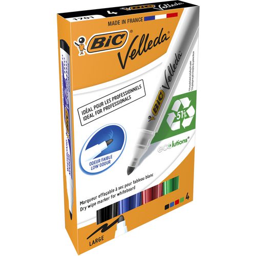 Bic whiteboard marker 1701 velleda kunststofhouder breed 1-5mm assorti rond