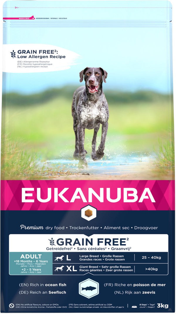 Eukanuba adult large grain free zeevis - hondenvoer - 3 kg