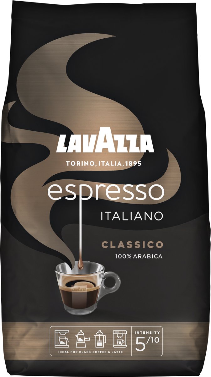 Lavazza espresso italiano classico koffiebonen - 100% arabica koffie bonen - intensiteit 5 10 - 1 kg