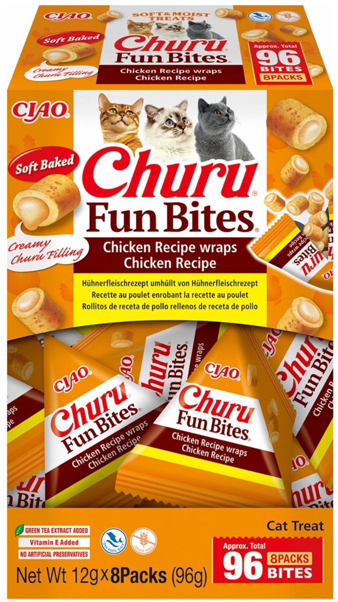Inaba churu fun bites chicken wraps - kattensnack - kip 12x8 g