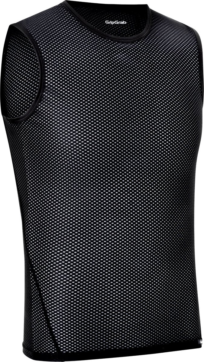 Gripgrab - ultralight mesh mouwloos base layer zomer fiets ondershirt polygiene zweethemd - zwart - heren - maat s