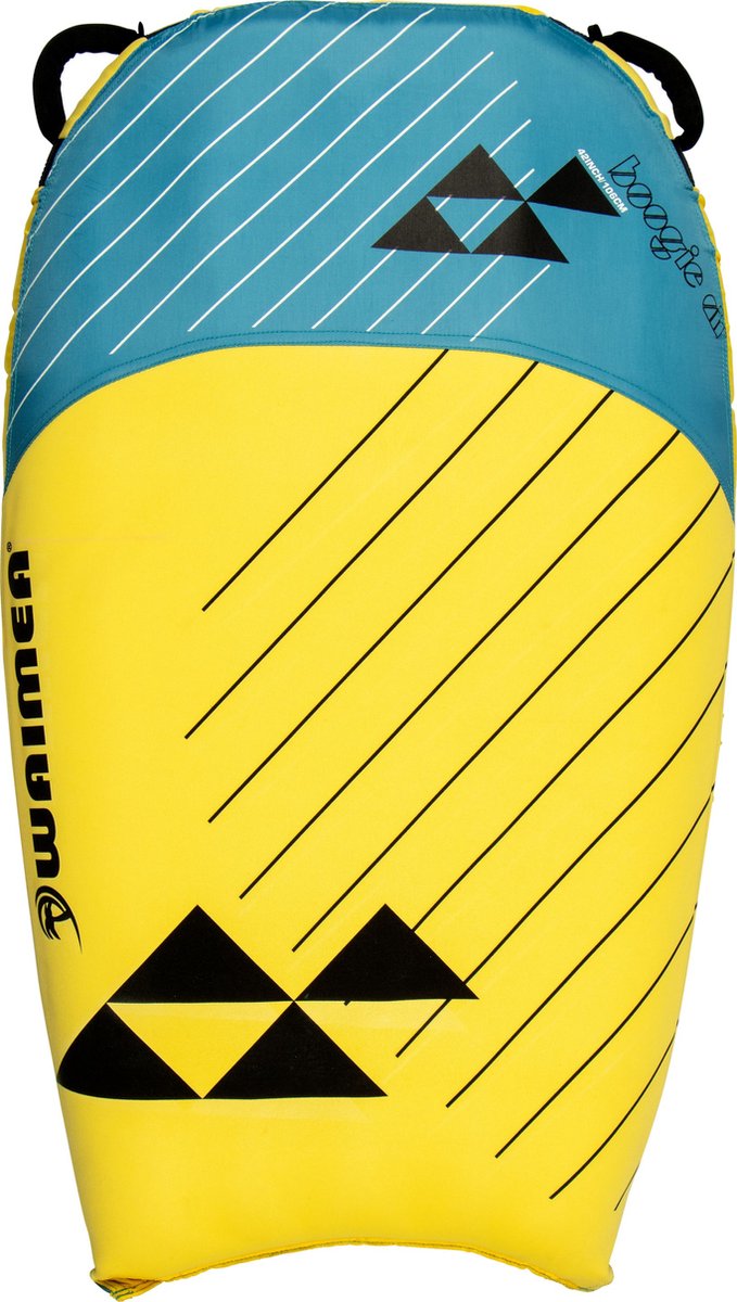 Waimea opblaasbaar bodyboard 106 cm - boogie air - geel blauw zwart