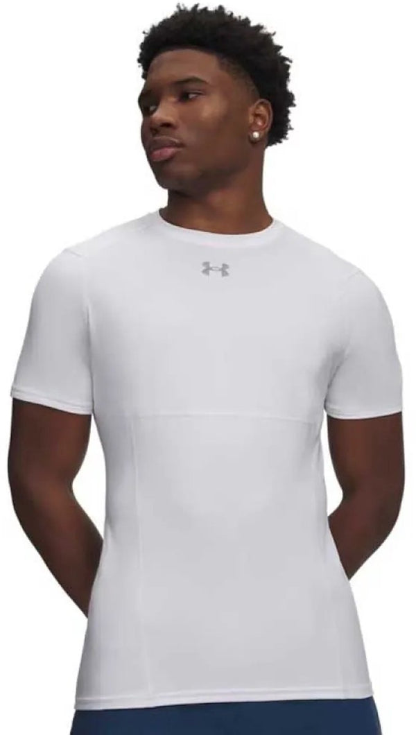 Under armour ua hg elite fitted ss-wht heren sportshirt - wit - reflective s