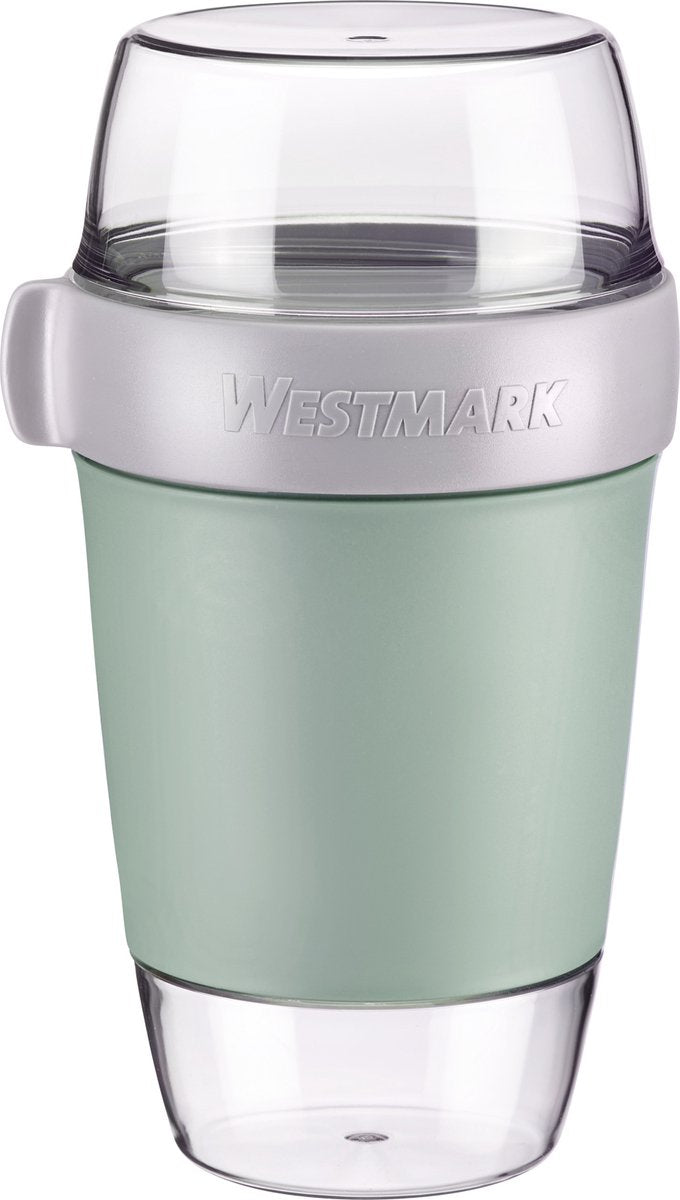 Westmark lunchpot, groot, met 3 lekvrije compartimenten: 350 ml + 600 ml + 200 ml, kunststof, natuurlijk bpa-vrij, mintgroen grijs helder, 5287226m