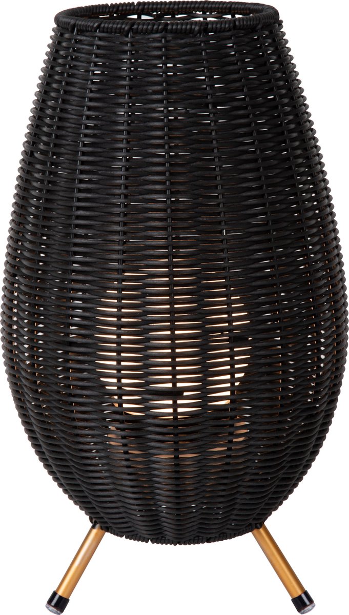 Lucide colin ip44 - oplaadbare tafellamp binnen buiten - accu batterij - led 3 stepdim - 1x3w 3000k - ip44 - zwart - japandi