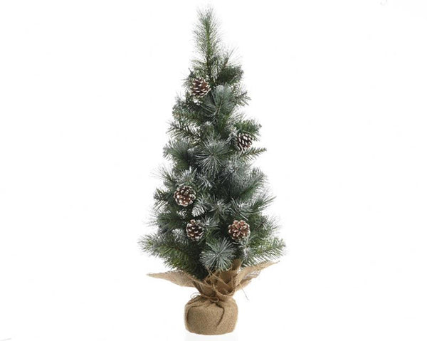 Everlands imperial pine mini kunstkerstboom 60cm met dennenappels en frosted look
