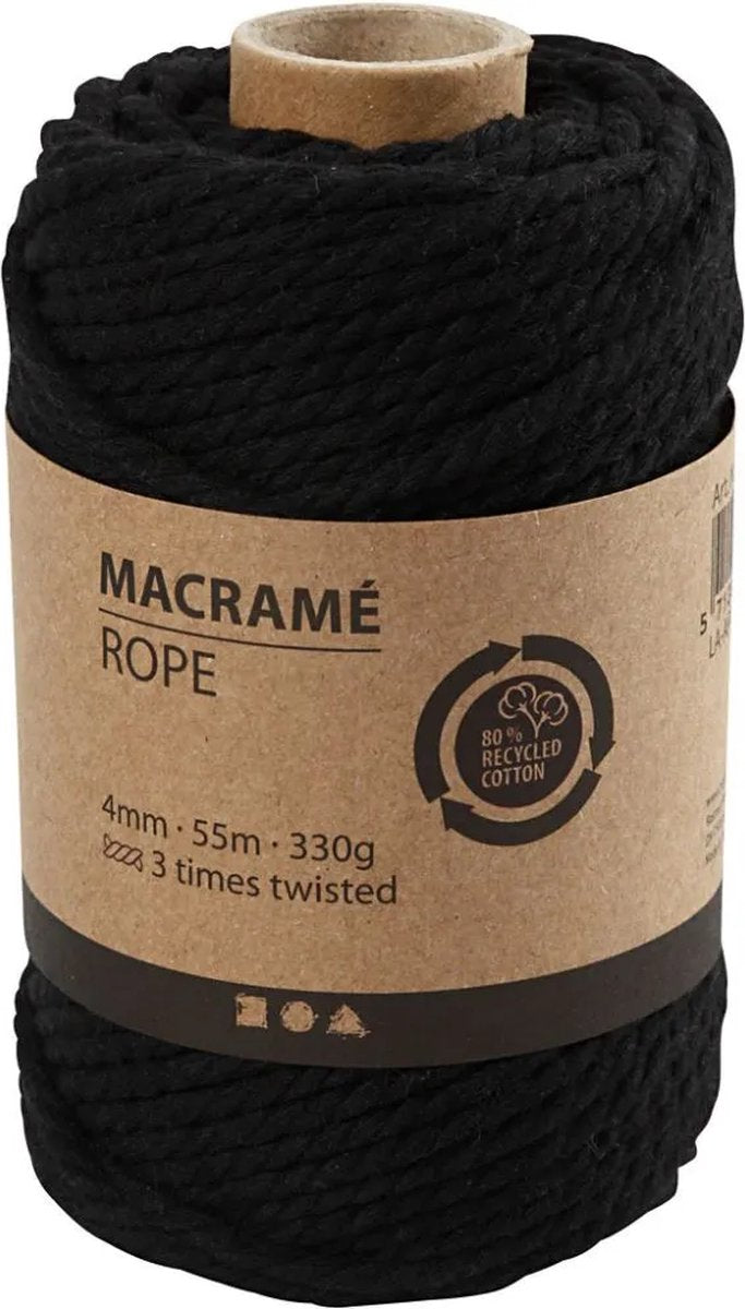 Creativ Company Macrame Cord 4 mm 55 m black