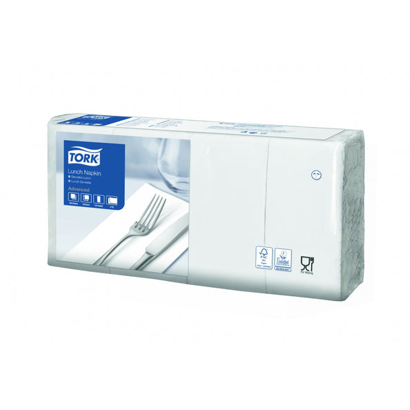 Tork lunchservet wit 33x33 2-laags 1 8 vouw (200 stuks)