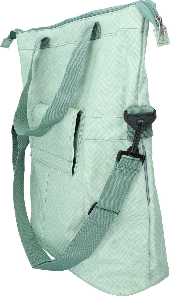 Dyto enkele fietstas - shopper of schoudertas - voorvak met ritsvak - verstevigde bodem - 18 liter - mint groen