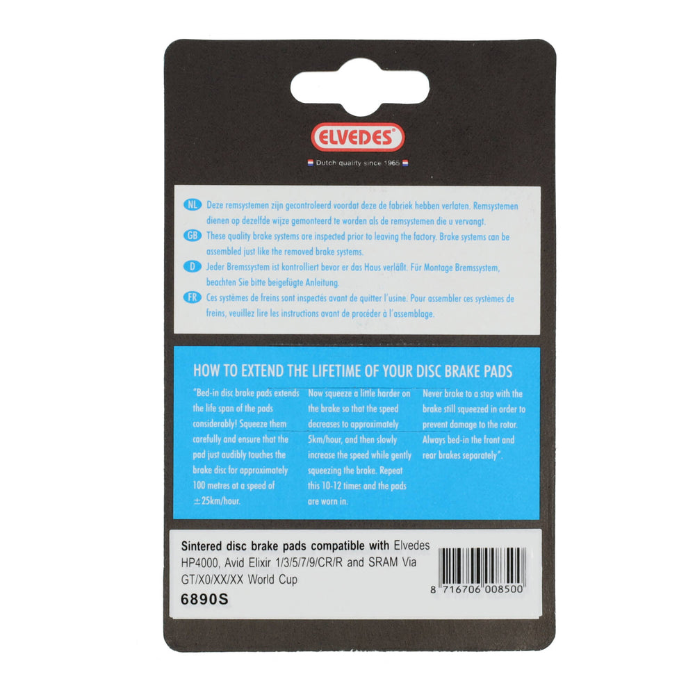 Jeu de plaquettes de frein à disque Elvedes Avid XX X0 Elixir - Fritté (1 paire)