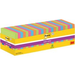 Post-it value pack: ® super sticky notes -neon oranje, neon groen, fuchsia, mediterraan blauw, 76mm x 76 mm, 21 blokken + 3 gratis