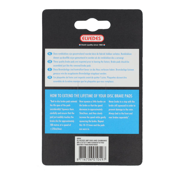 Schijfremblokset Elvedes organisch Shimano BR-M666, M785, M985, M988, R785, RS785 (1 paar)