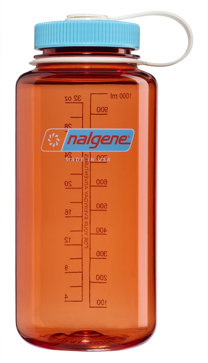 Nalgene - wide mouth bottle - drinkfles - waterfles - 1000ml - bpa free - sustain - flame w blue atoll nieuw