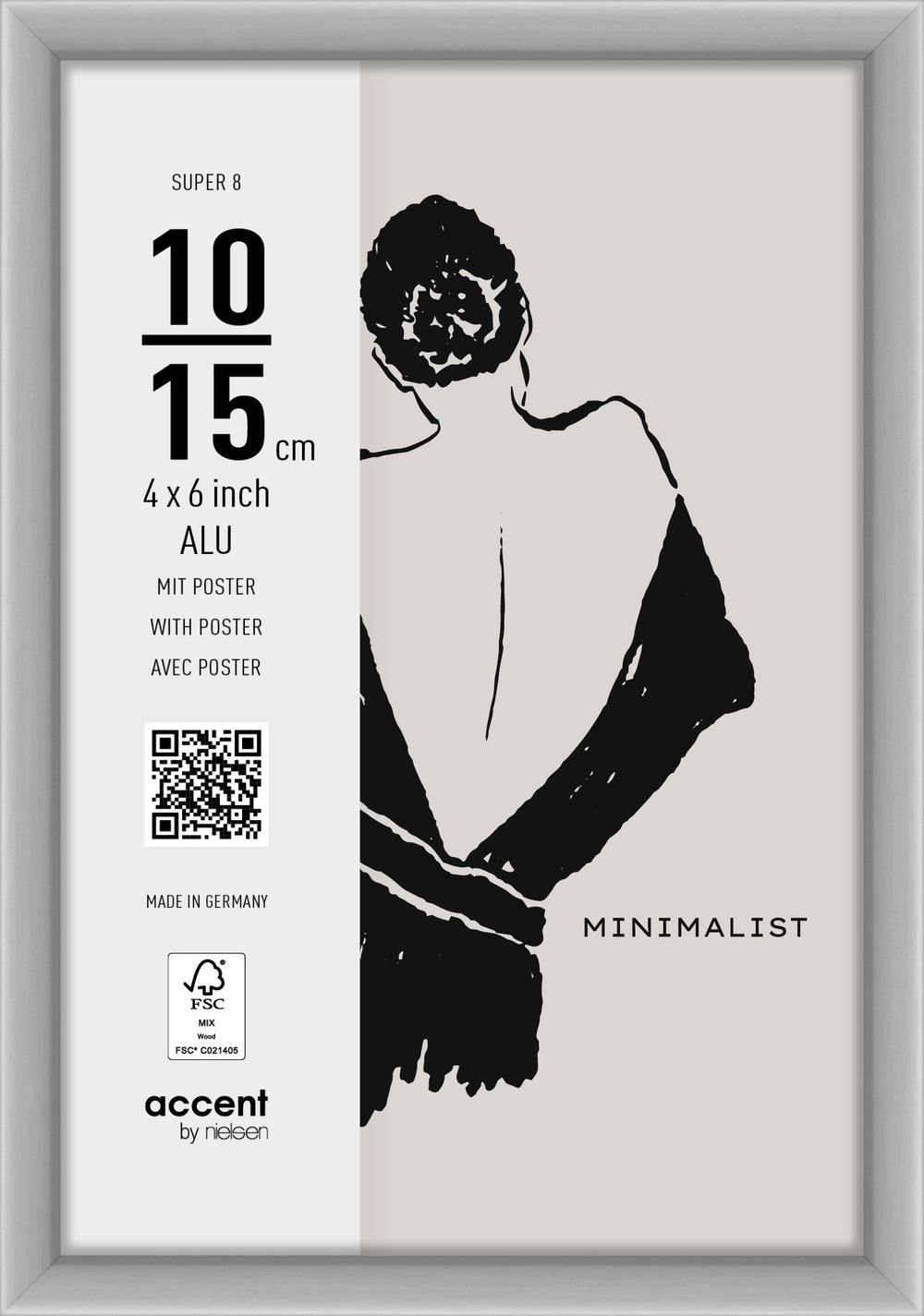 Nielsen design nielsen fotolijst 5411124 super 8 mat zilver 10x15 cm