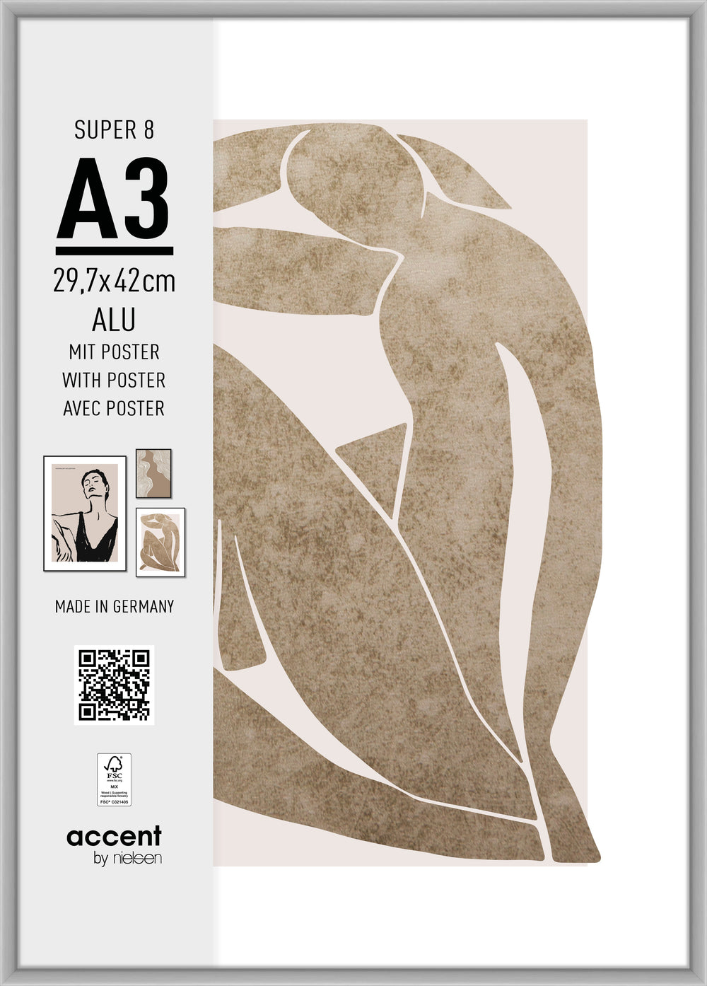 Nielsen design nielsen fotolijst 5424124 super 8 mat zilver 29,7x42 cm