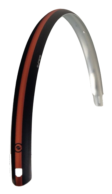 Curana Achterspatbord 28 inch kunststof 46 mm mat zwart oranje bies