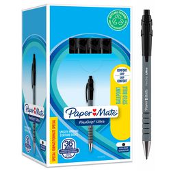 Paper mate flexgrip ultra balpennen | intrekbare medium punt (1,0 mm) | zwart | 36 stuks