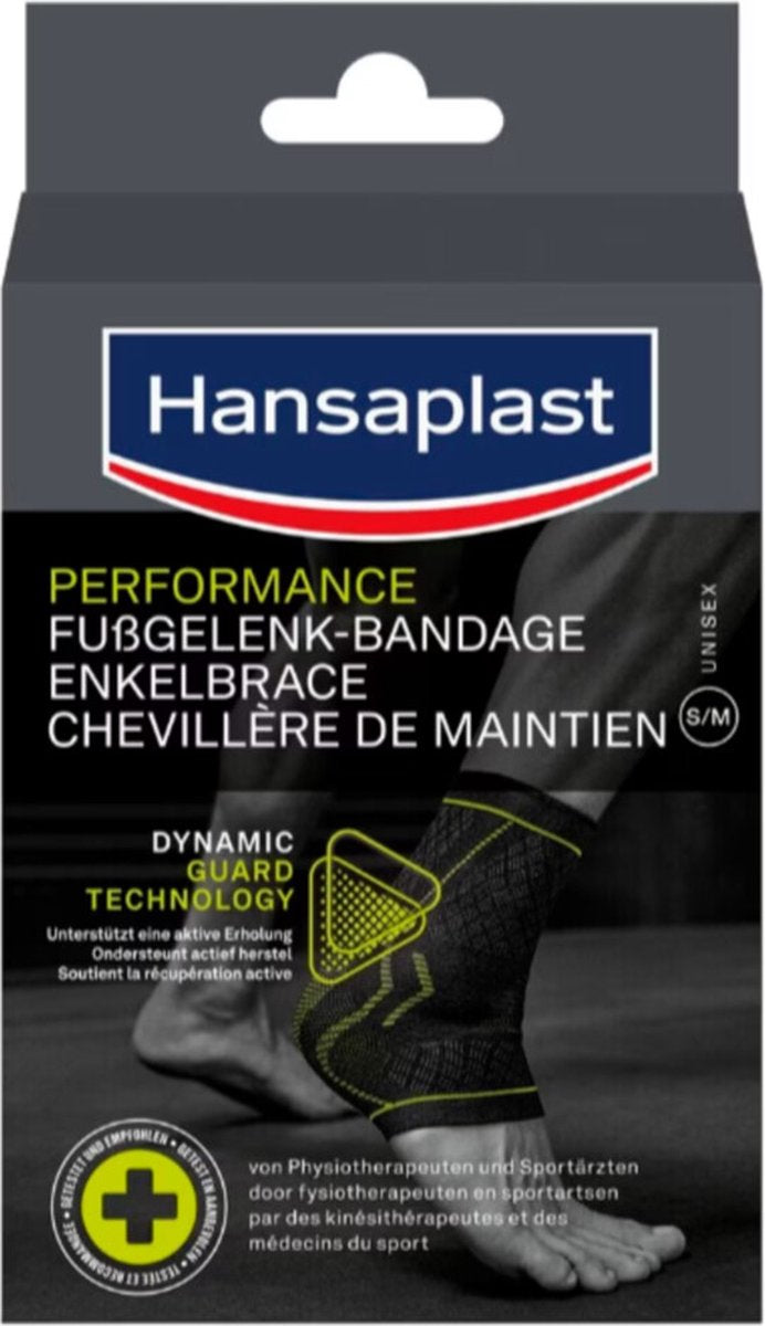 Hansaplast performance sport enkel brace - enkelsteun - one size - zwart - 1 stuk
