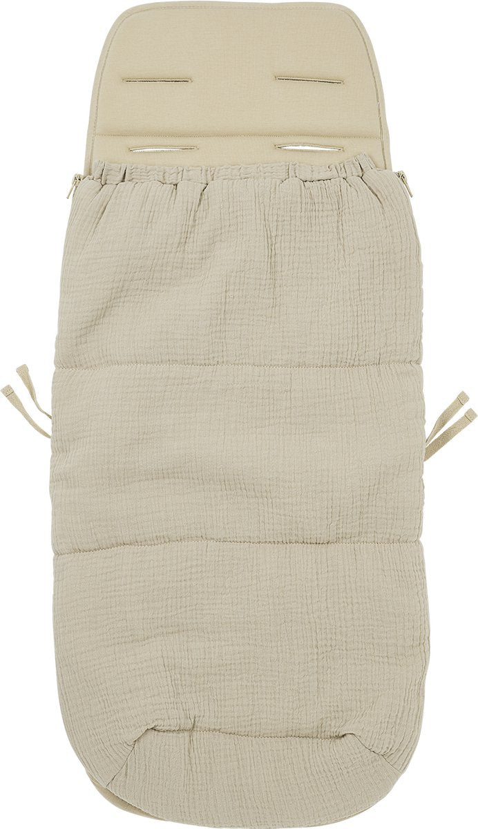 Meyco baby uni buggy voetenzak en inlegger - pre-washed hydrofiel - sand - 45x130cm (2-in-1)