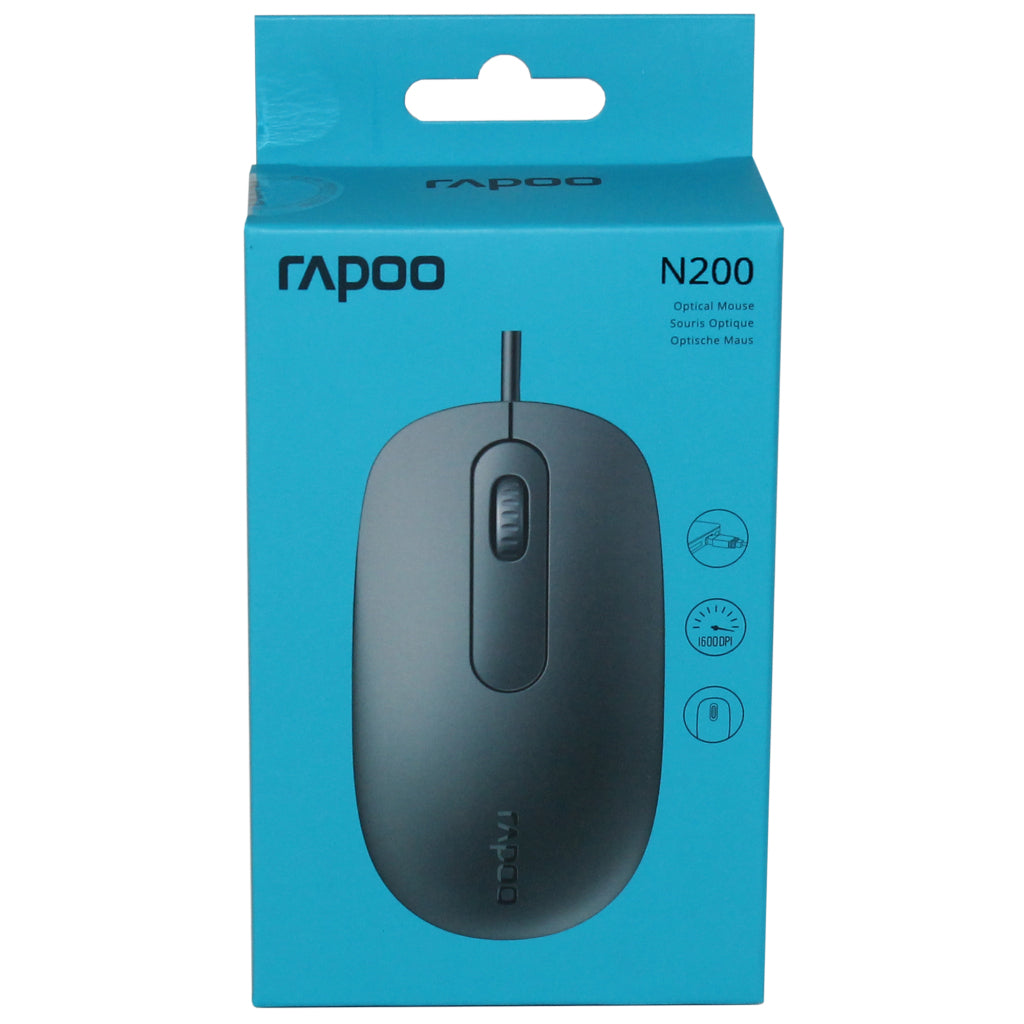 Rapoo muis bedraad zwart n200