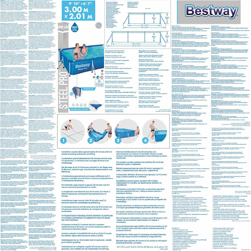 Bestway zwembad staal pro rechthoek 300