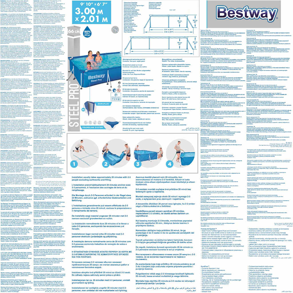 Bestway zwembad staal pro rechthoek 300