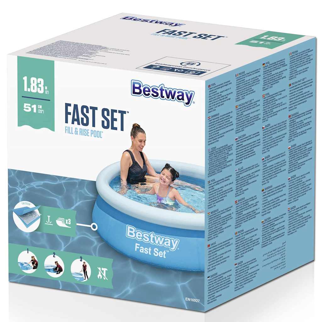 Bestway zwembad snelset opblaasbaar rond 183x51 cm blauw