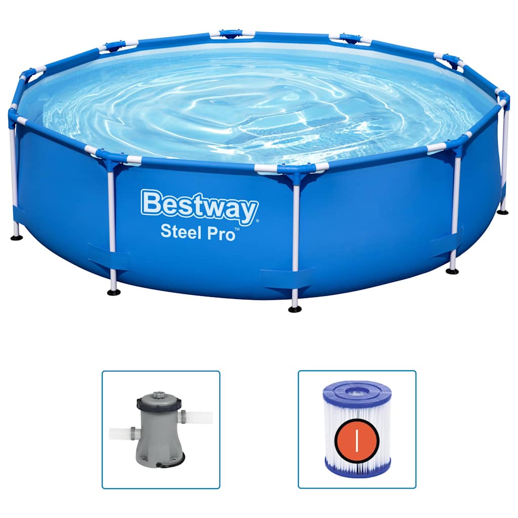 Bestway zwembad steel pro set rond 305 (blauw, incl. filterpomp (220-240v))