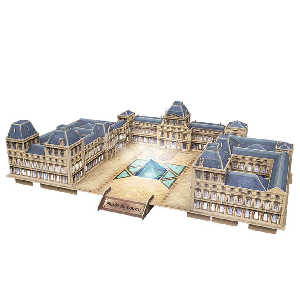 Kubieke leuke 3d puzzel de louvre met led-verlichting