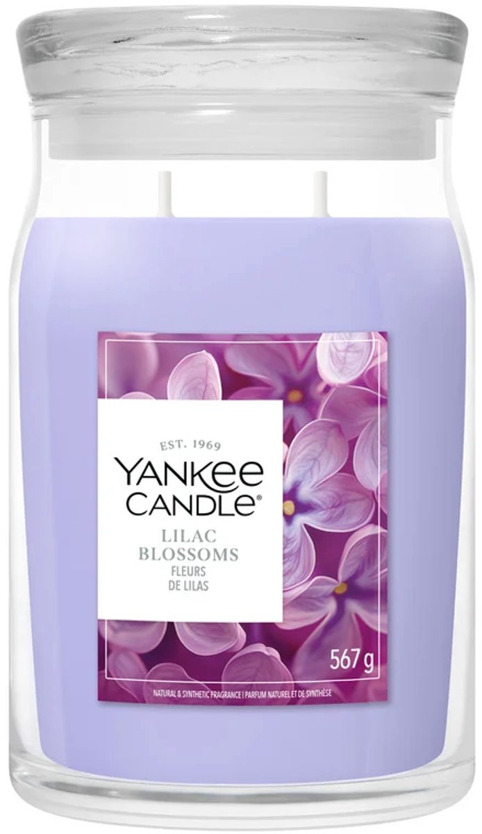 Yankee candle - lilac blossoms large jar geurkaars - 90 branduren - twee lonten