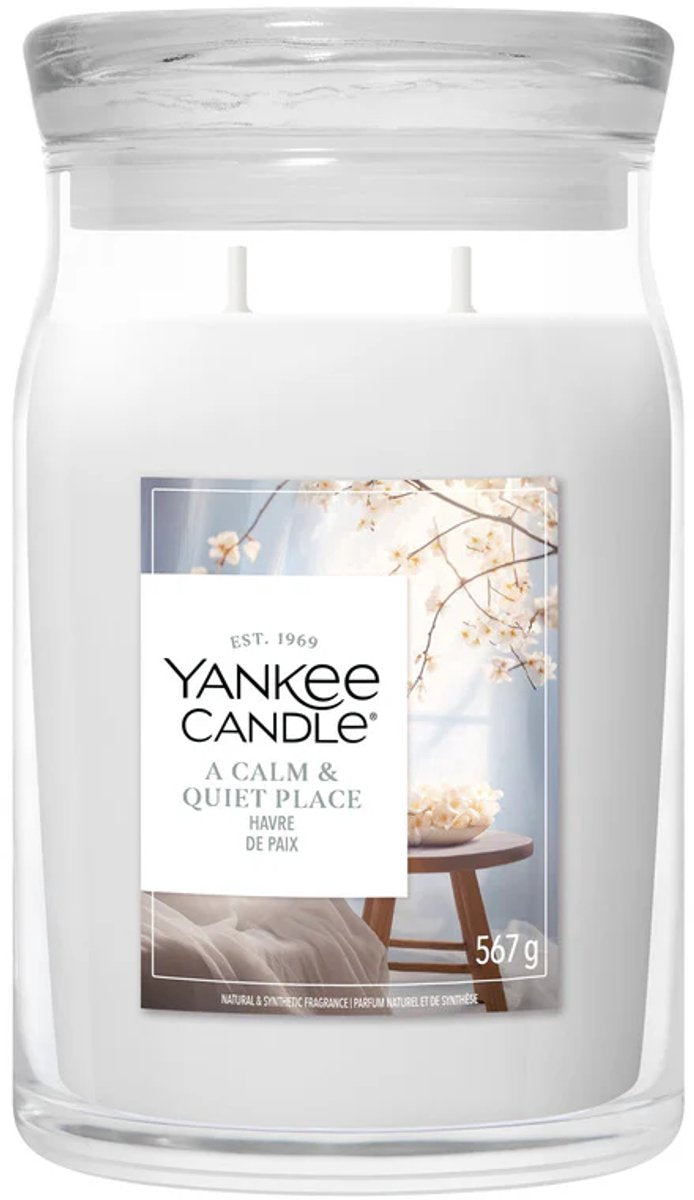 Yankee candle - a calm quiet place large jar geurkaars - 90 branduren - twee lonten