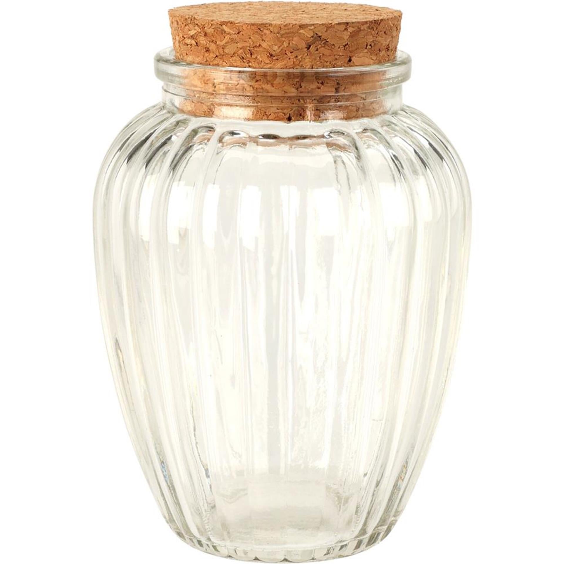 Excellent houseware voorraadpot glas met kurk deksel 280ml